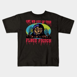 Get Me Out Of This Flesh Prison - Funny Horror Retro Cartoon Kids T-Shirt